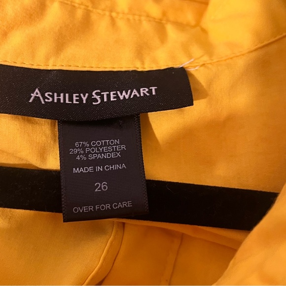ASHLEY STEWART yellow button up sleeveless high low top plus size 3x -4x - Picture 7 of 7